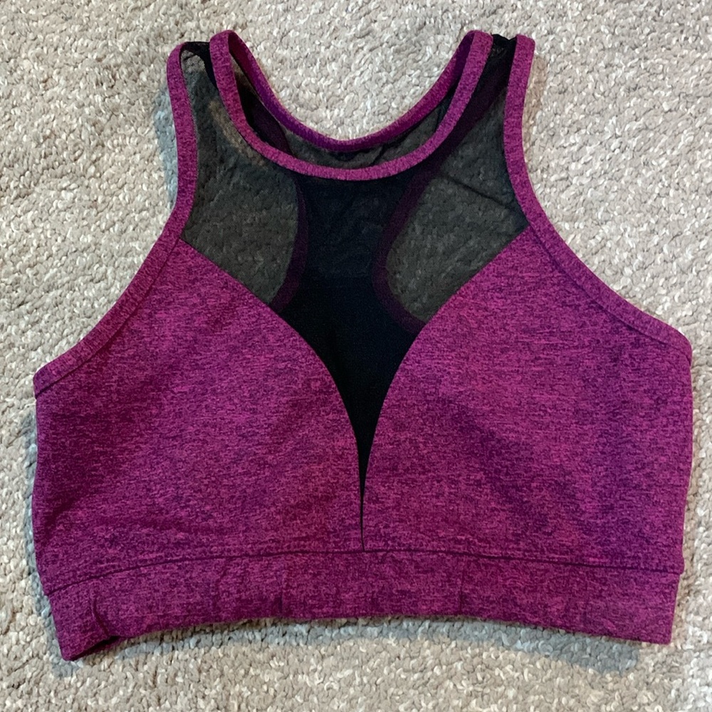 Onzie M/L purple and black mesh sports bra